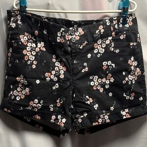 Torrid Black Floral Jean Shorts with Pink & White Blossoms size 20